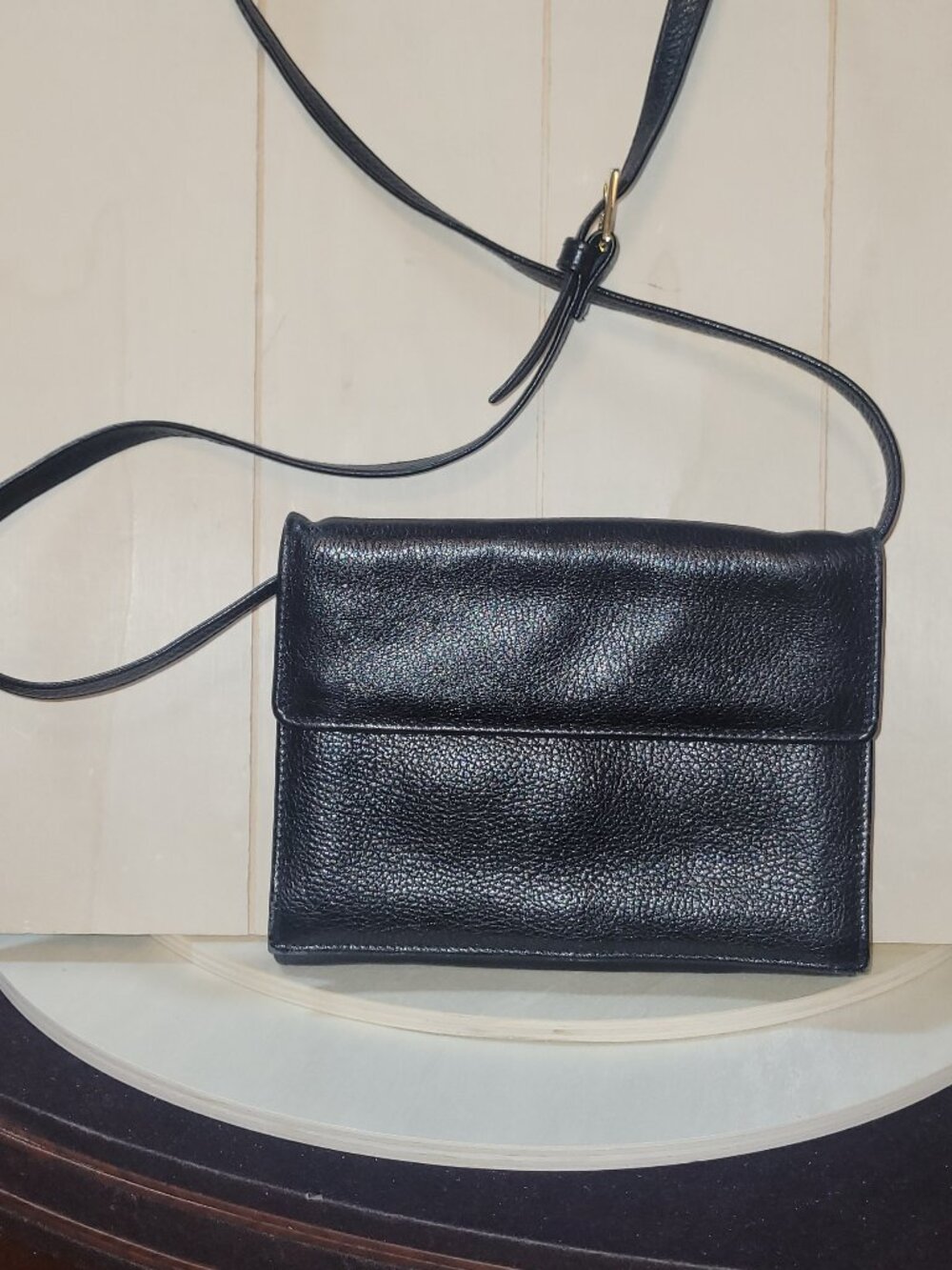 TUSK Black Leather Crossbody  [Item #HR02]